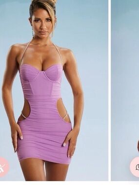 Oh Polly Lilac Cutout Bodycon Mini Dress
